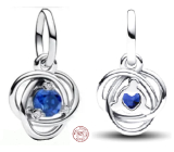 Charm Sterling silver 925 Blue circle of eternity shining, pendant on bracelet symbol