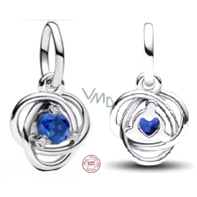 Charm Sterling silver 925 Blue circle of eternity shining, pendant on bracelet symbol