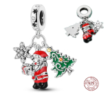Charm Sterling Silver 925 Christmas 3-in-1 Santa, Tree, and Star, Bracelet Pendant Christmas