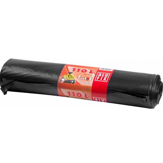 Alufix Garbage bags mega thick, black, 80 µ, 110 liters, 70 x 100 cm, 10 pieces