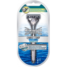 Wilkinson Sword Quattro Titanium Sensitive razor for men 1 piece + razor 1 piece