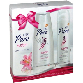 Rica Pure Satin shower gel 200 ml + deodorant spray for women 150 ml, cosmetic set