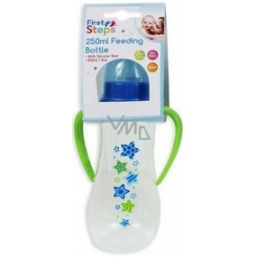 First Steps Stars 0+ baby bottle blue with 2 handles 250 ml
