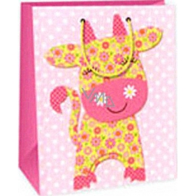 Ditipo Gift paper bag 26.4 x 13.7 x 32.4 cm pink cow AB