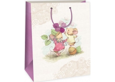 Ditipo Gift paper bag large white beige 2 mice 32,4 x 10,2 x 44,5 cm DXA