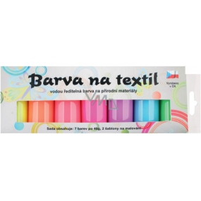 Kreativ Color Colors for textiles - light, glowing in the dark set of 7 colors 20 g + 2 stencils 6.5 x 2 cm