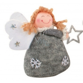 Gray knitted angel standing 10 cm No.1