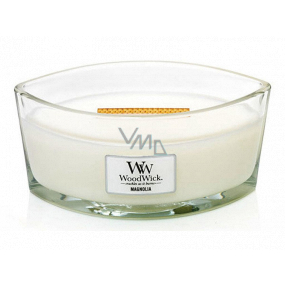 WoodWick Magnolia - Magnolia scented candle with wooden wide wick and glass ship lid 453 g