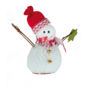 Snowman with a tree standing 15 cm