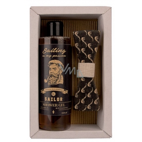 Bohemia Gifts Sailor Beer yeast and hops shower gel 250 ml + wooden bow tie, cosmetic set