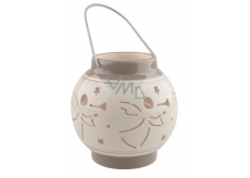 Lucerna ceramic white-gray with an angel 11,3 cm