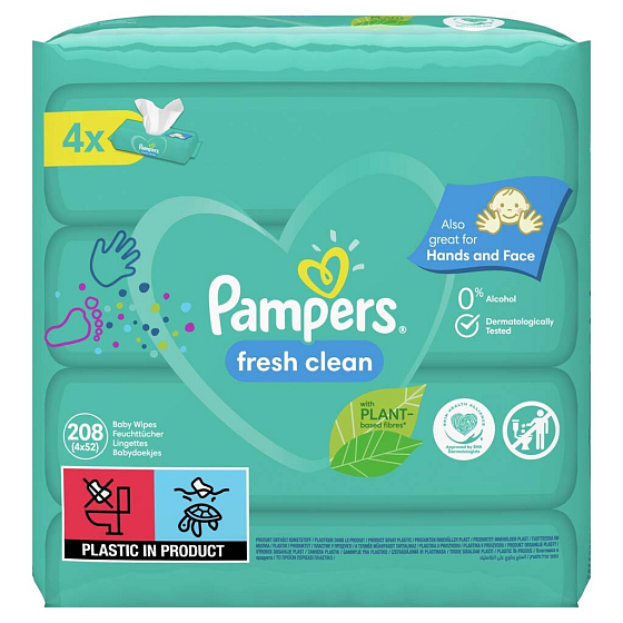 Pampers Fresh Clean baby wipes 4 x 52 pieces