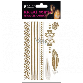 Tattoo decals gold and silver Chains and Feathers 15 x 9 cm