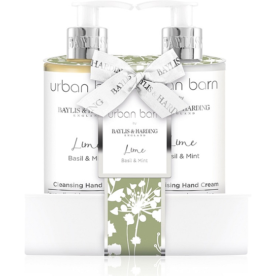 Baylis & Harding Lime, Basil and Mint cleansing gel for body and hands 300 ml + milk for body and hands 300 ml, cosmetic set