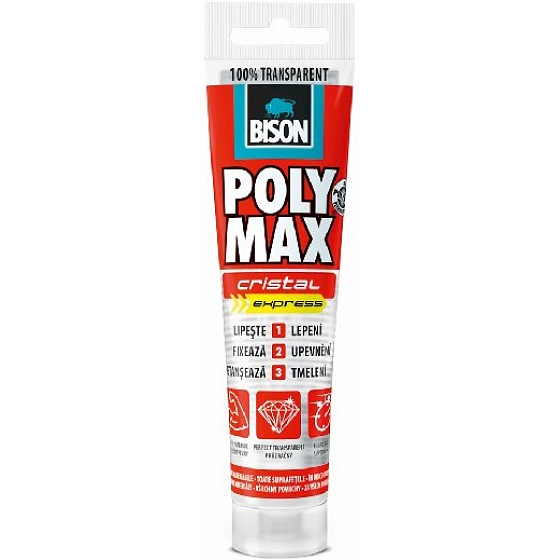 Bison Poly Max Crystal Express fast-drying universal mounting adhesive and sealant Clear 115 g