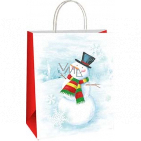 Ditipo Gift paper bag 18 x 8 x 24 cm ECO Christmas white - snowman