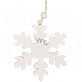 White wooden snowflake for hanging 9 cm 2 pieces