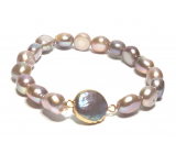 Pearl purple irregular bracelet elastic natural 9 x 9 mm / 16-17 cm, symbol of femininity, brings admiration