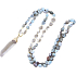 108 Mala Larimar necklace meditation jewelry, natural stone raw crystal, nugget 6 - 9 mm, pendant 8 - 15 x 45 - 70 mm