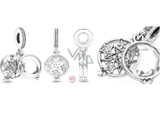 Charm Sterling silver 925 Magnified Star, 2in1 space bracelet pendant