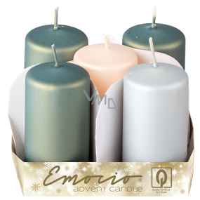 Emocio Metal matt green mix candle cylinder 40 x 75 mm 5 pieces