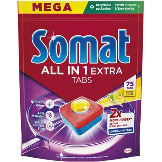 Somat All In 1 Extra Lemon dishwasher tablets 75 pcs