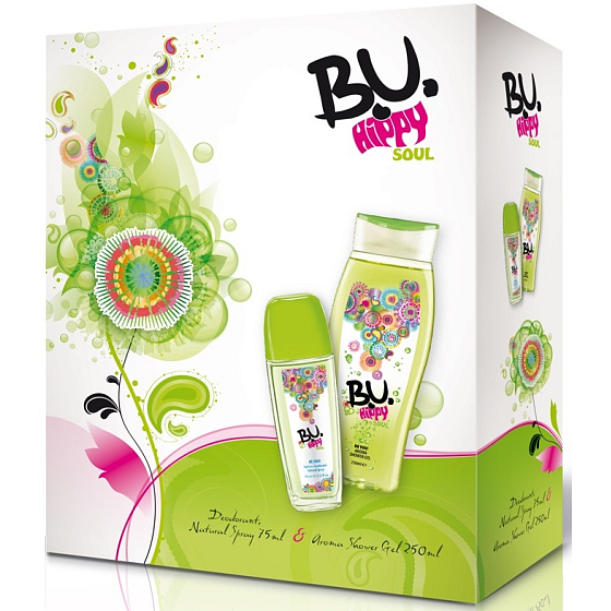 BU Hippy Soul perfumed deodorant glass 75 ml + shower gel 250 ml, gift set for women