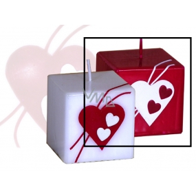 Lima Valentine's candle red heart cube 65 x 65 mm 1 piece