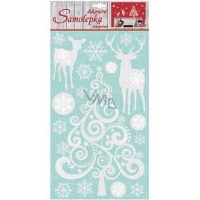 Sticker tree with deer white with glitter 41 x 24 cm