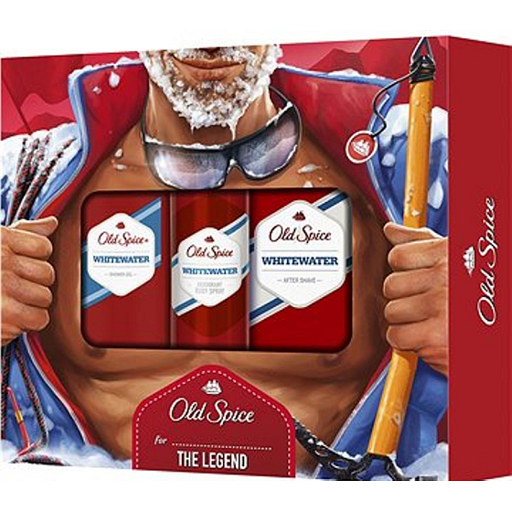 Old Spice White Water shower gel 250 ml + Body spray deodorant 150 ml + aftershave 100 ml, cosmetic set
