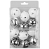 Silver and white jingle bells 4 cm, 12 pieces
