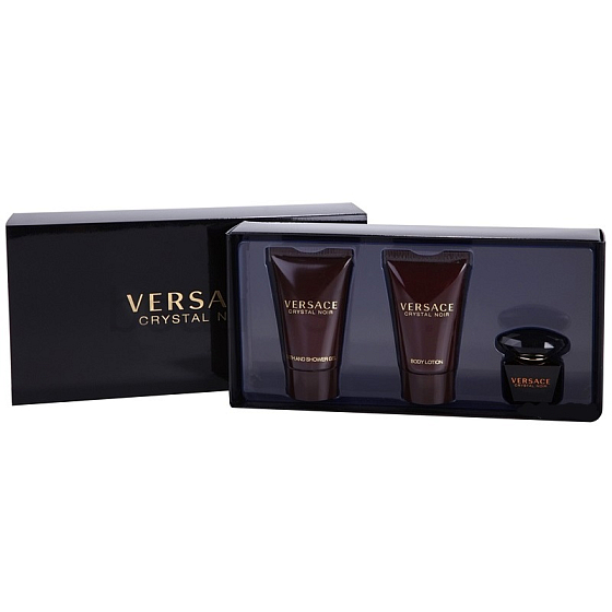 Versace Crystal Noir EdT 5 ml Eau de Toilette + 25 ml Body Lotion + 25 ml Shower Gel, gift set