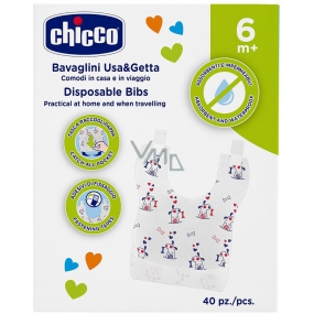Chicco Easy Meal Disposable bib, suitable for travel, 40 pieces for children from 6 months
