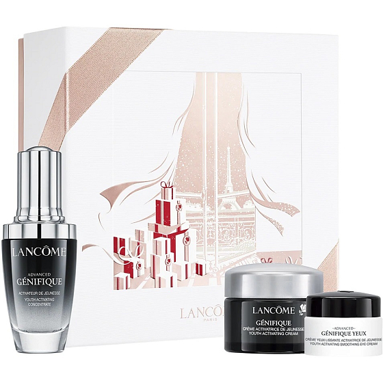 Lancome Advanced Génifique serum 30 ml + eye cream for skin rejuvenation 5 ml + day cream youth activator 15 ml, cosmetic set