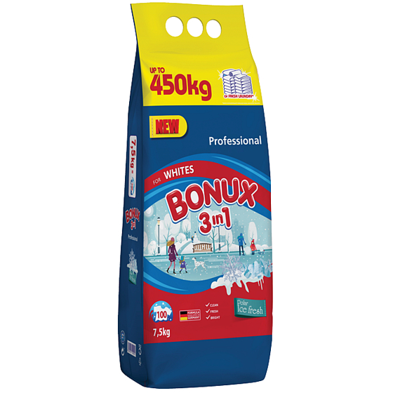 Bonux White Polar Ice Fresh 3 in 1 washing powder for white laundry 100 doses 7.5 kg