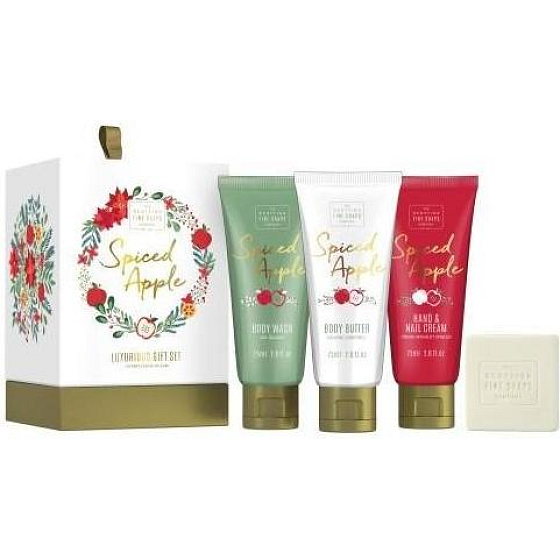 Scottish Fine Soaps Spiced Apple - Spicy Apple shower gel 75 ml + body cream 75 ml + hand and nail cream 75 ml + three times finely ground toilet soap 40 g, cosmetic set
