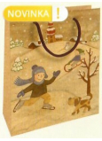 Nekupto Gift kraft bag 25 x 8 x 19 cm Christmas children in the snow 596 WKHM
