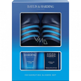 Baylis & Harding Men Citrus Lime and Mint shower gel 200 ml + bath crystals 100 g + slippers, cosmetic set for men