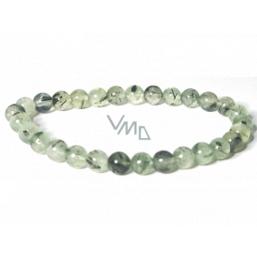 Prehnit with epidote bracelet elastic natural stone, ball 6 mm / 16 - 17 cm, pure mind stone