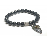 Shungite + Eye of Horus bracelet elastic natural stone, ball 8 mm / 16 - 17 cm, stone of life