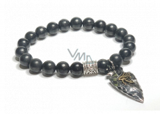 Shungite + Eye of Horus bracelet elastic natural stone, ball 8 mm / 16 - 17 cm, stone of life