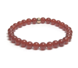 Agate red bracelet elastic natural stone, bead 6 mm / 16-17 cm, adds recoil and strength