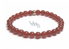 Agate red bracelet elastic natural stone, bead 6 mm / 16-17 cm, adds recoil and strength