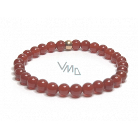 Agate red bracelet elastic natural stone, bead 6 mm / 16-17 cm, adds recoil and strength