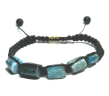 Apatite blue bracelet made of rounded natural stones, hand knitted, adjustable size, stone realization