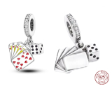 Sterling silver 925 Playing cards - I win, 2in1 lucky bracelet pendant