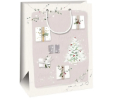 Ditipo Gift kraft bag 27 x 12 x 37 cm Christmas grey, sign, napkins, white tree