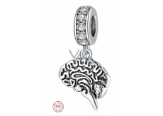 Charm Sterling silver 925 Anatomical biology - Brain, bracelet pendant, symbol