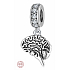 Charm Sterling silver 925 Anatomical biology - Brain, bracelet pendant, symbol