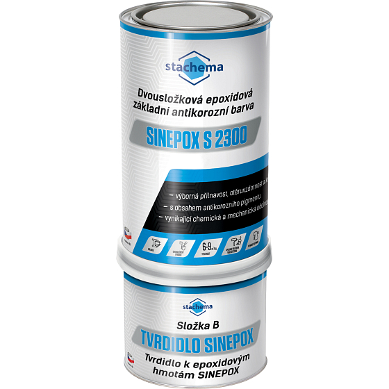 Sinepox s2300 two-component primer for metal and steel, white + hardener, 1.18 kg